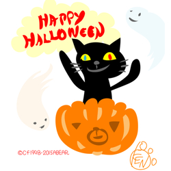 デザイン名/ ハッピーハロウィン 黒ねことかぼちゃ ハロウィンTシャツ